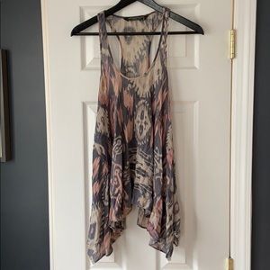 All Saints dusty pink/blue ikat print tunic tank